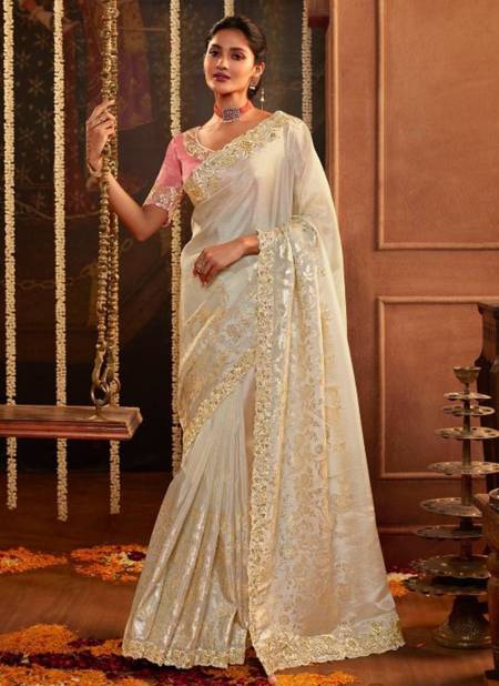 Off White Colour Sulakshmi Celebration New Latest Designer Dola Silk Heavy Exclusive Festive Wear Saree Collection 7602